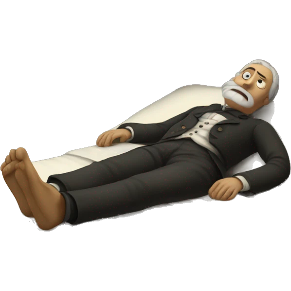 A sick man on a bed in 1870 emoji