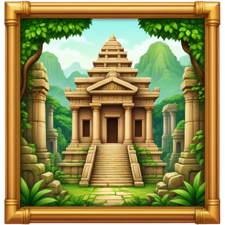 Cinematic Realistic Ayutthaya Ruins Landmark Emoji, depicted with ancient temple ruins amid lush greenery rendered with dramatic textures and nostalgic, warm lighting. emoji
