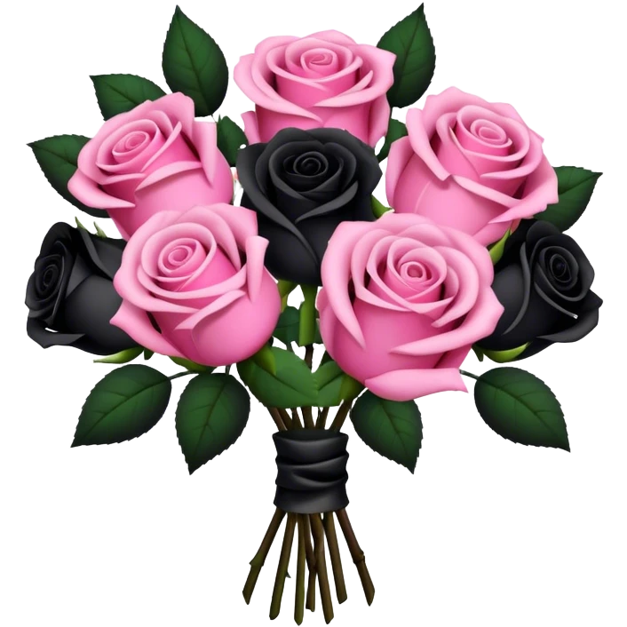  bouquet with black and pink rose emoji