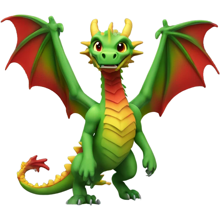 graoully dragon, green body and red back and green / yellow wings, just head emoji