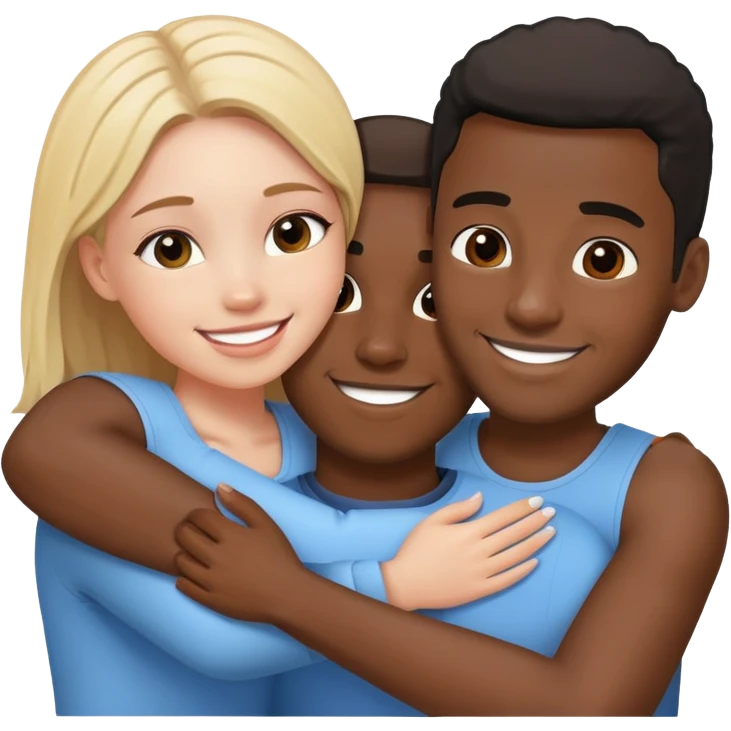 Black guy hugging white girls emoji
