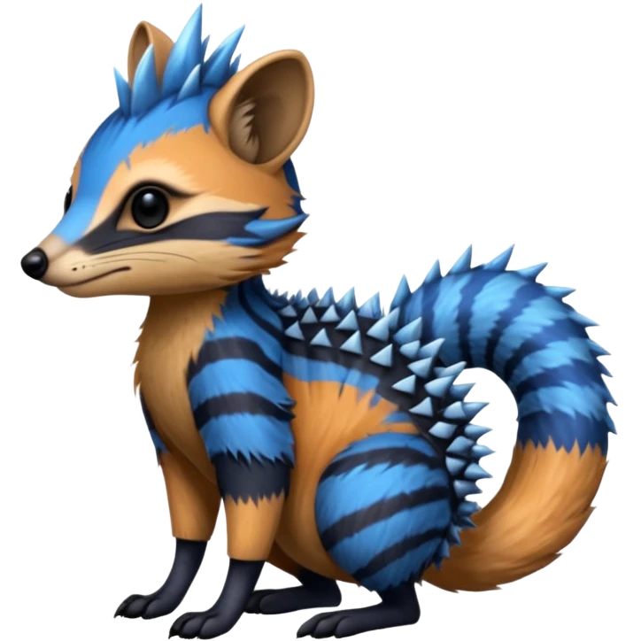 Fiery Blue-Flamed Handsome Wicked Cool Hot Edgy Numbat-Trico-Civet-Vernid-fusion-hybrid-creature emoji