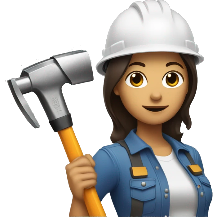brunettewoman with a construction helmet and an electric hammer in her hand emoji