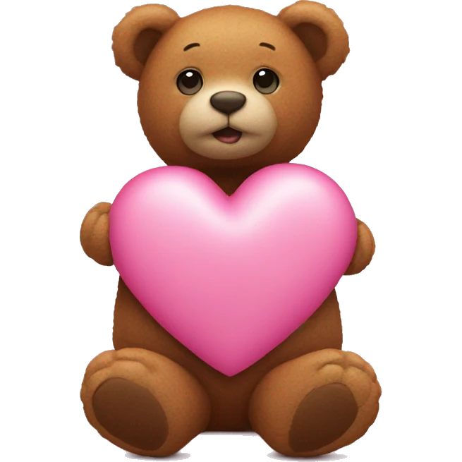 Pink heart with teddy bear on side emoji
