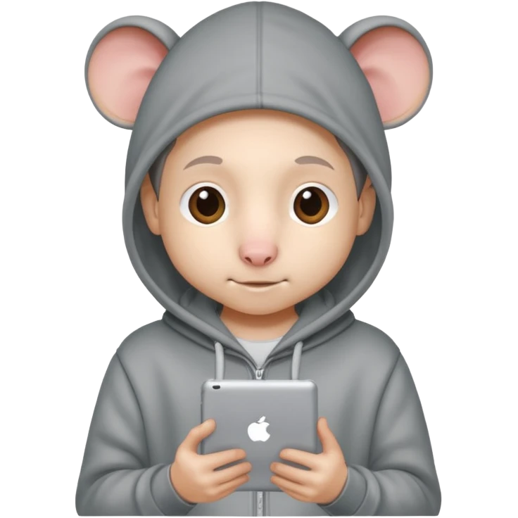 Rat kid with an ipad emoji