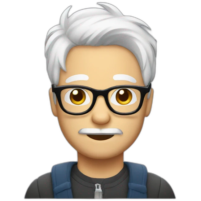 Man with glasses anda westie dog in arms emoji