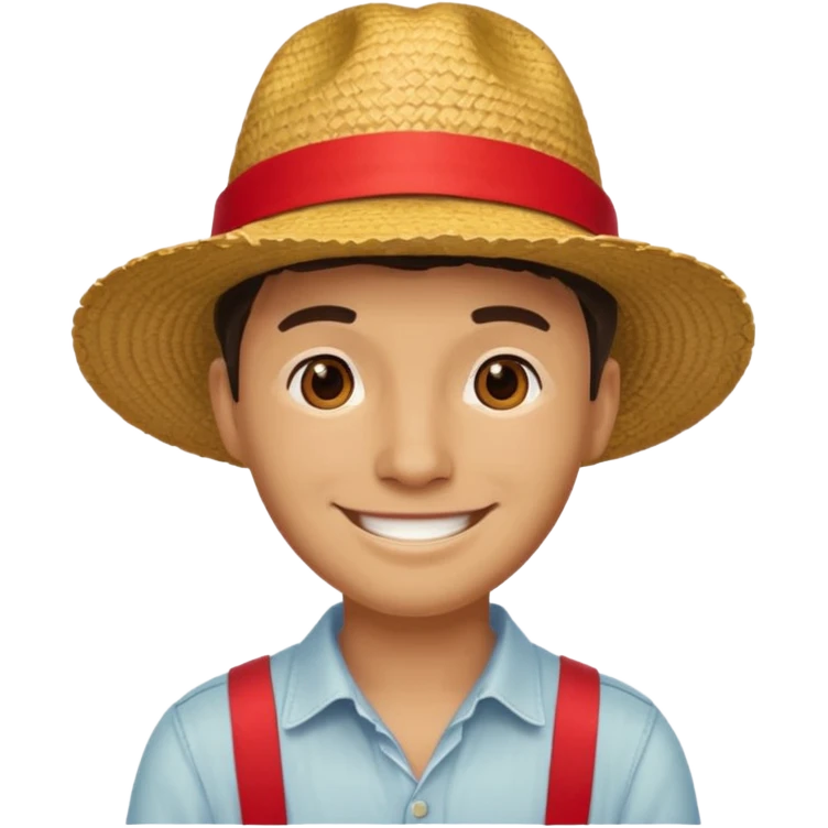 Chapeau de paille avec ruban rouge homme emoji