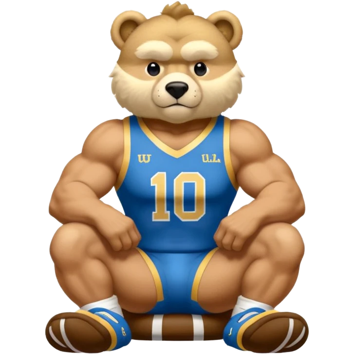 Can you create a emoji of threw Nebraska Cornhusker mascot sitting on top of the UCLA Bruin mascot emoji