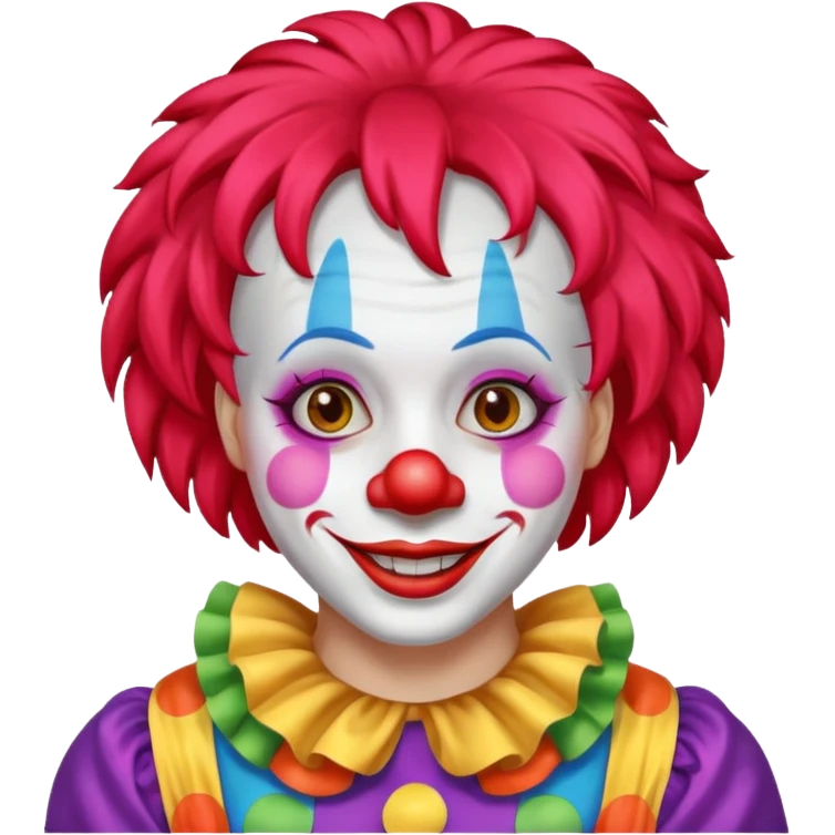 Clown – Bright makeup, red nose, colorful wig, exaggerated smile, full body emoji