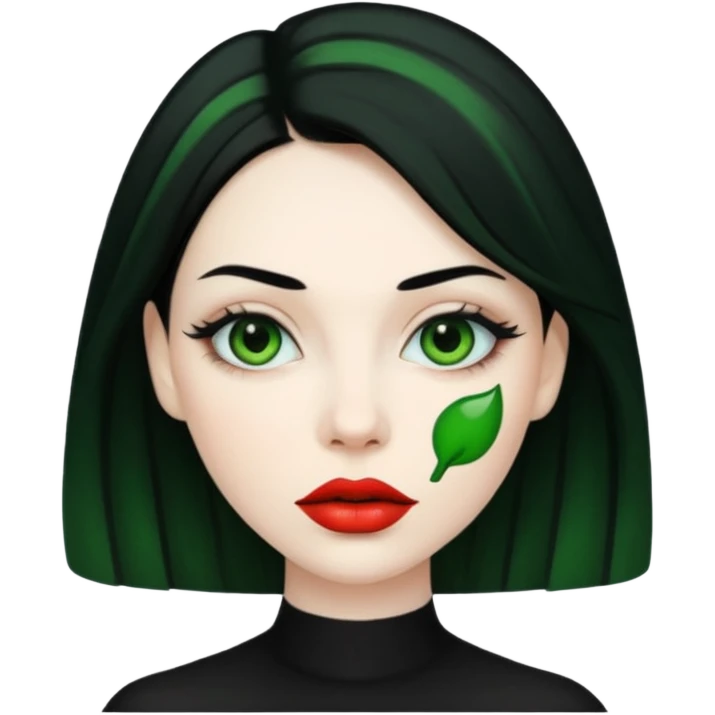 woman with greenl ips emoji