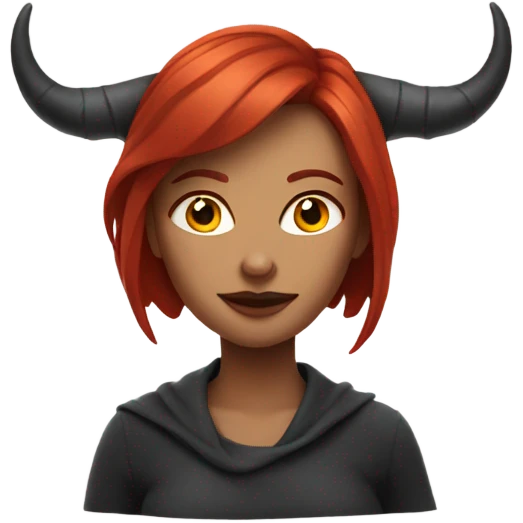 A woman with redhair and demon horns emoji