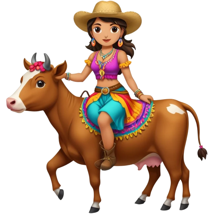 A gypsy riding a cow emoji