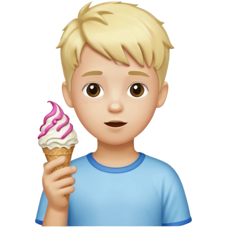 Blonde kid with ice cream haircut with one hand up and one is down emoji