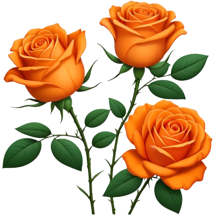 single Vibrant Orange Tea Rose, straight stem emoji