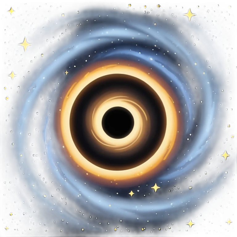 A black hole swirling with mysterious darkness, surrounded by stars and galaxies emoji