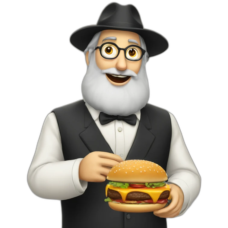 rabbi loubavitch eating a burger emoji