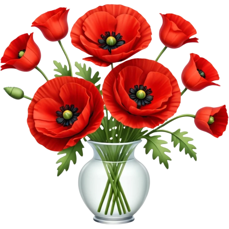 red poppies bouquet emoji