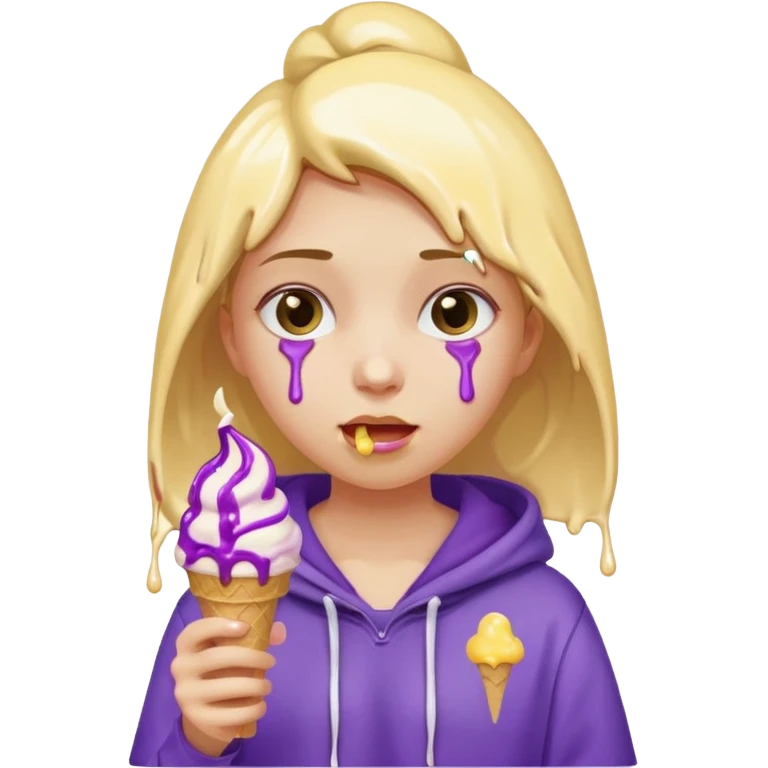 girl in purple hoodie holding ice cream emoji