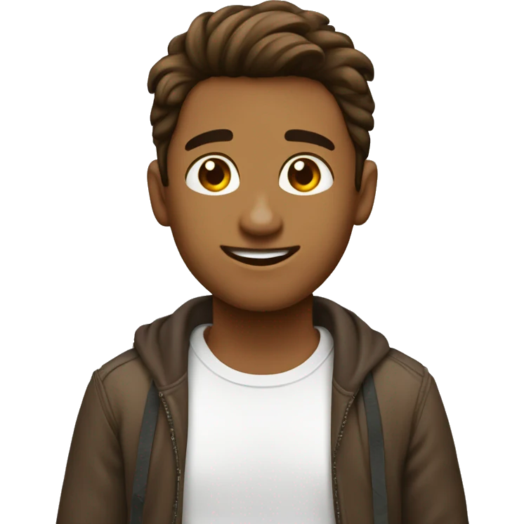 Emoji de chico joven con pelo marrón con tupé emoji