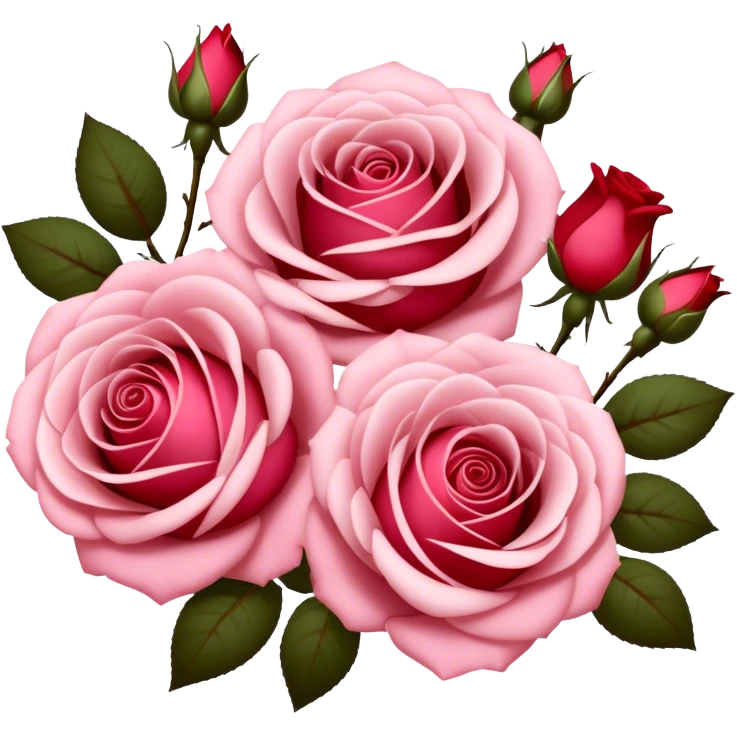 Satin Pink and Rustic Red roses intertwine, their petals blending soft elegance with deep romance. A gentle glow enhances their delicate textures, creating a timeless and dreamy scene. emoji