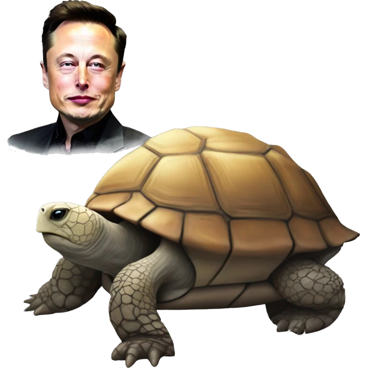 elon musk sur une tortue a reacteur emoji
