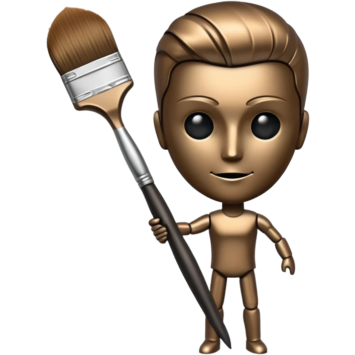 A paintbrush that transforms into a human metal silhouette, symbol of artistic identity emoji