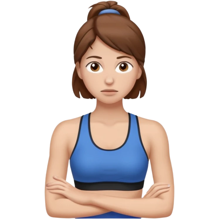 피곤해보이는, 운동복 입은 여자 / 흰피부 /  갈색머리 emoji