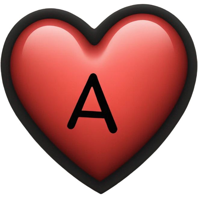 Red heart with black  “A” initials in the middle  emoji