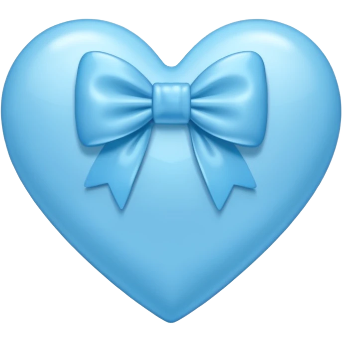 light blue heart with a bow, emoji style emoji