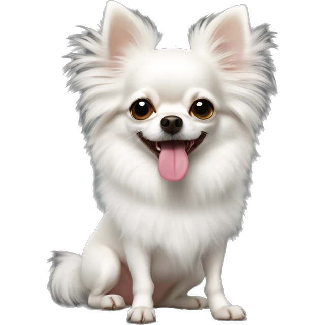 White fluffy chihuahua with tongue out emoji