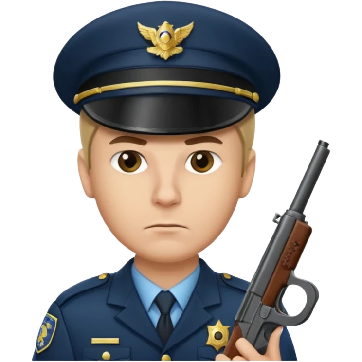 Officer with peaked cap + gun emoji