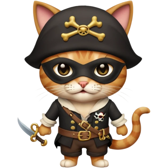 pirate cat with human body eye mask emoji