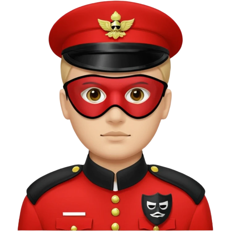 Create a red-uniformed guard with black mask marked by a white square symbol. emoji