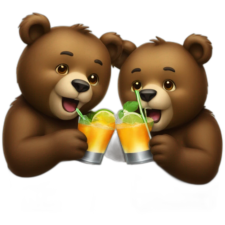 two bears drinking a cocktail emoji