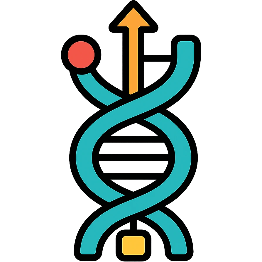 Cybernetic DNA helix, simplified and geometric, echoing the USB symbol, tech logo feel emoji