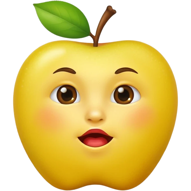 Yellow apple emoji biting lip and raising one eyebrow emoji