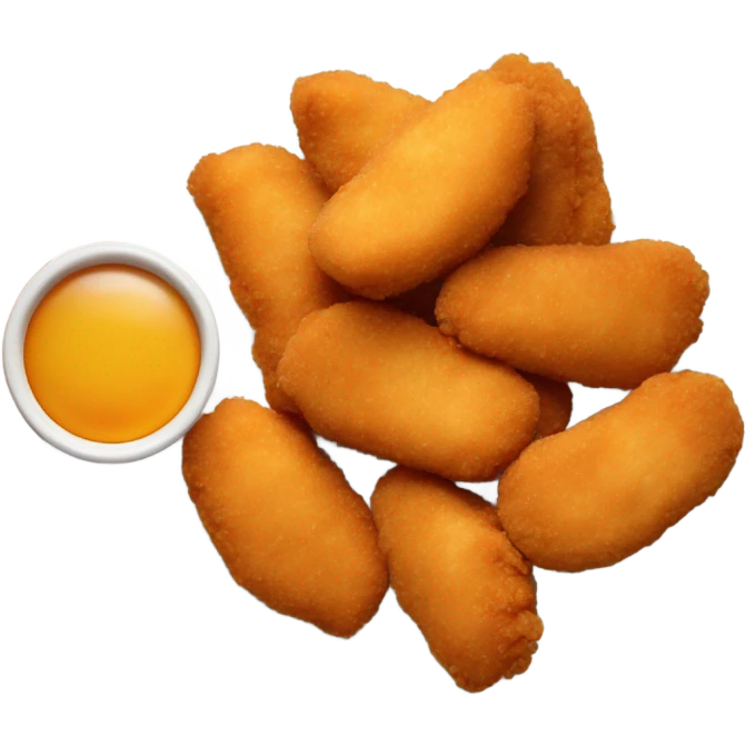 Chicken nuggets on a plate with ketchup and fries emoji
