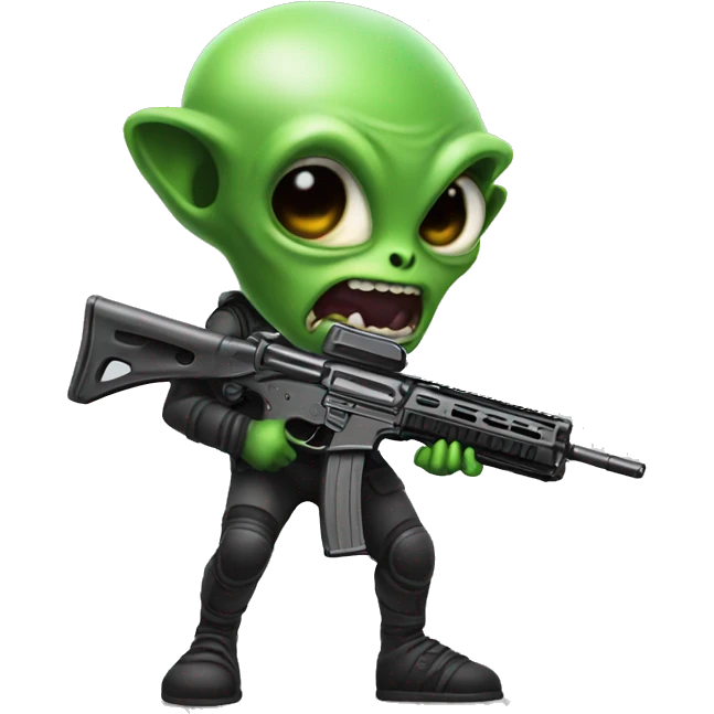 alien with assault rifle emoji