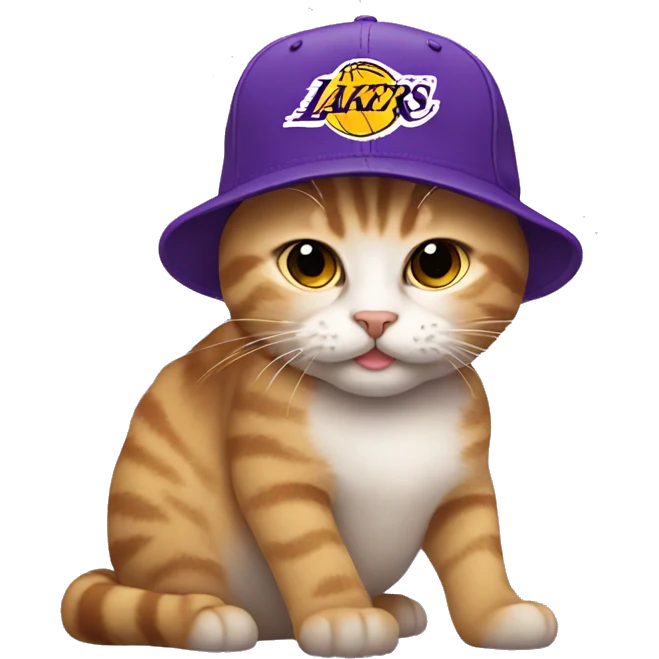 Cat wearing a lakers hat emoji