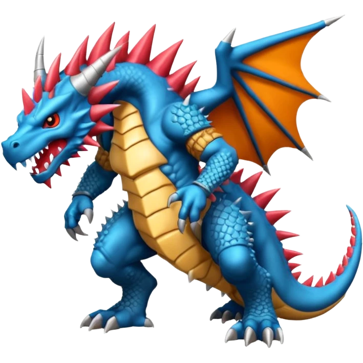 Spiky Armored Draconic Low-Slung Agile Muscular Pokémon-Fakémon-Digimon-Creature, (full body) emoji
