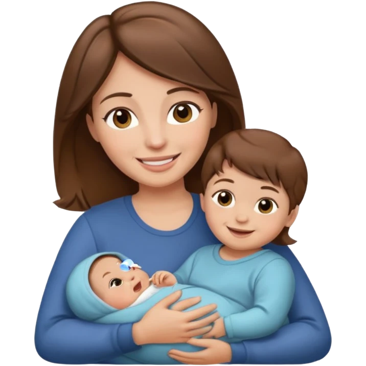 Mother holding 1 infant brown hair fair skin emoji