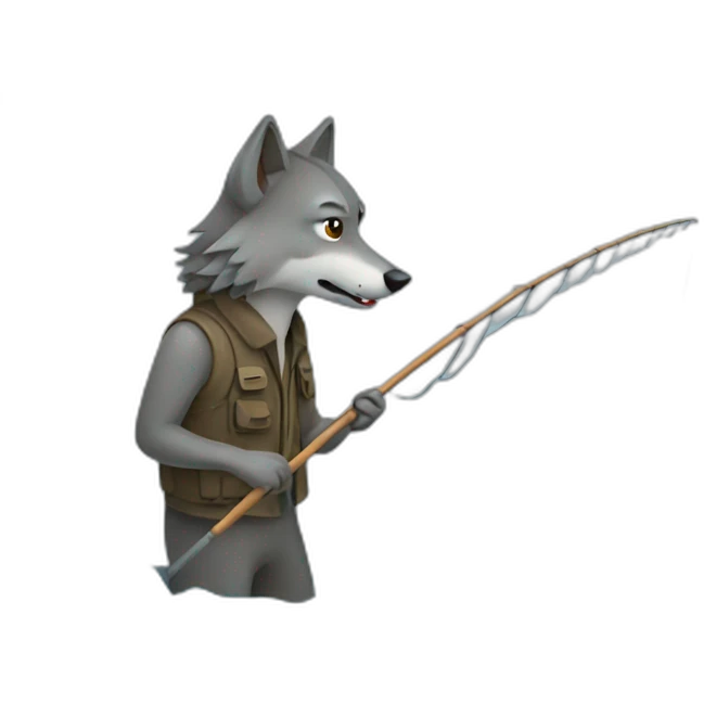 a wolf fishing emoji