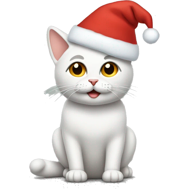 Cat wearing a Christmas hat emoji