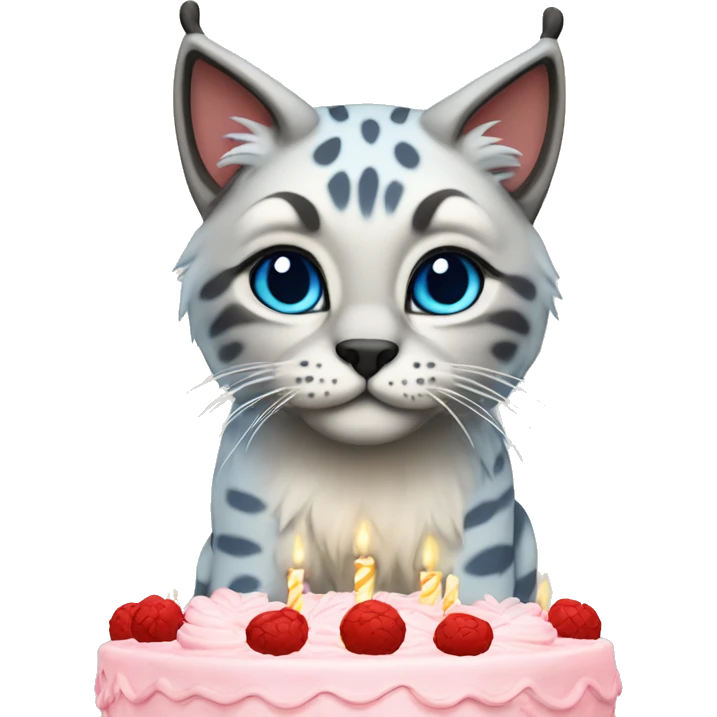 Blue lynx point cat birthday cake emoji