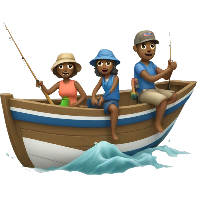 family fishing on a boat emoji