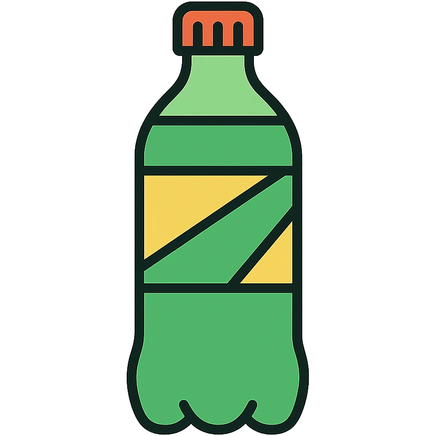 modern icon of a Mountain Dew bottle, simple, bold lines, minimal color, easily recognizable, no text emoji