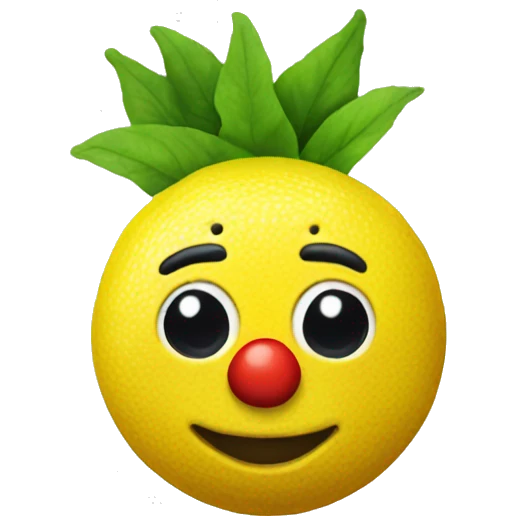 Lemon with a clown nose and clown hair emoji