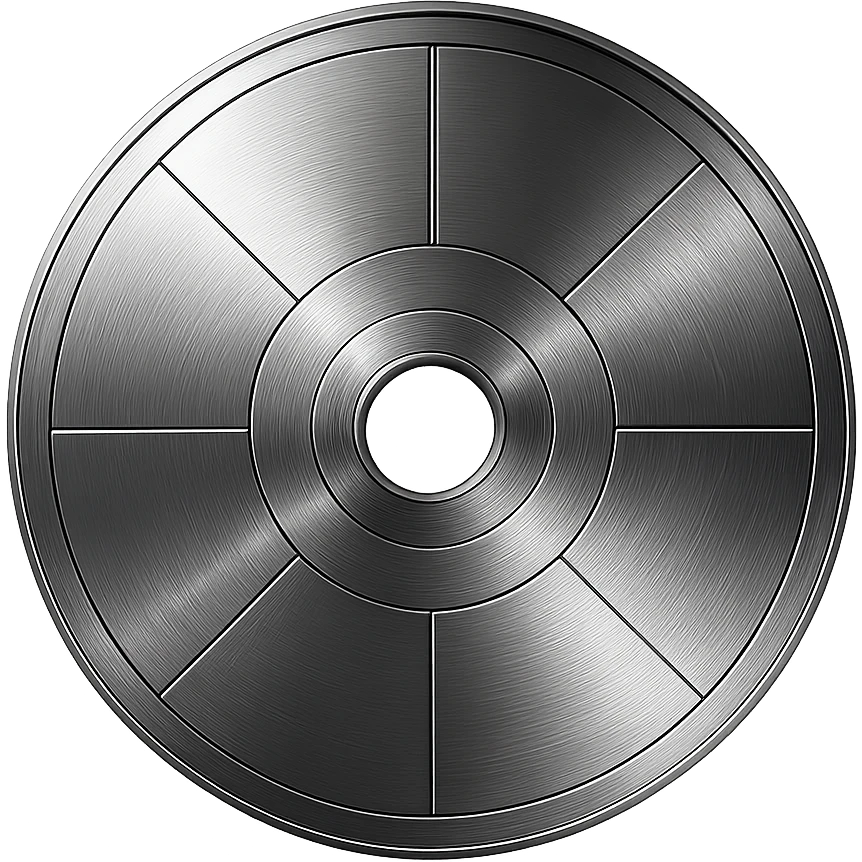 A minimalist CD disc with geometric pattern, glowing effect, violet color, with a subtle grid pattern emoji