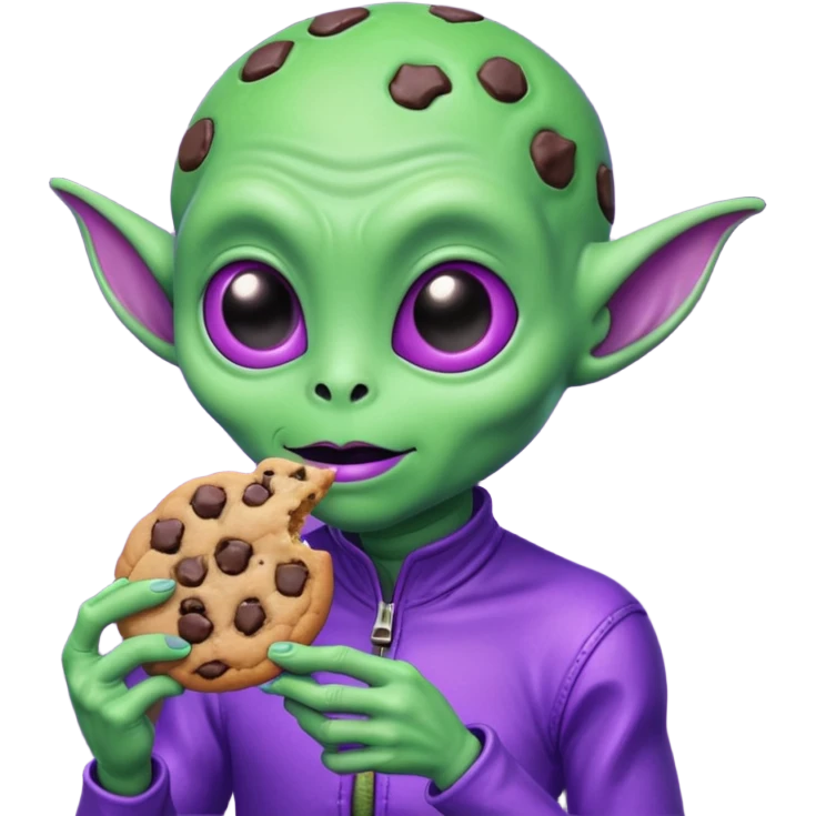 purple alien eating cookie emoji