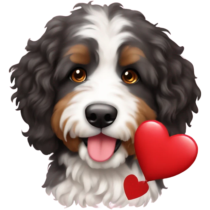 Bernedoodle with Valentines  emoji
